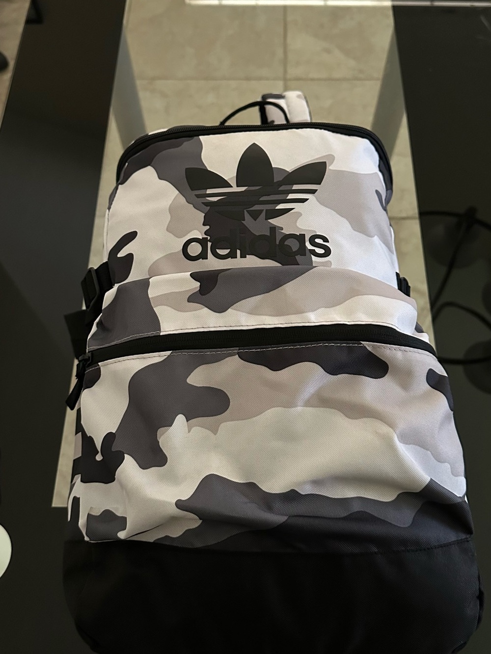 adidas Trefoil Camo Backpack - Black, Gray & White